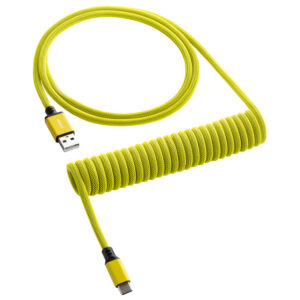 CableMod Classic Coiled Cable susuktas klaviatūros laidas USB-C į USB Type A, Dominator Yellow - 150cm