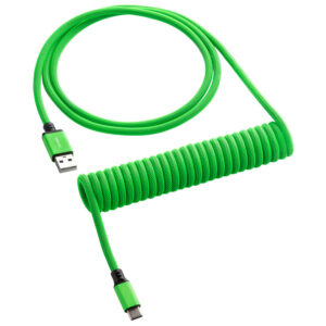 CableMod Classic Coiled Cable susuktas klaviatūros laidas USB-C į USB Type A, Viper Green - 150cm