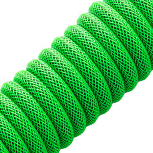 CableMod Classic Coiled Cable susuktas klaviatūros laidas USB-C į USB Type A, Viper Green - 150cm - Image 2