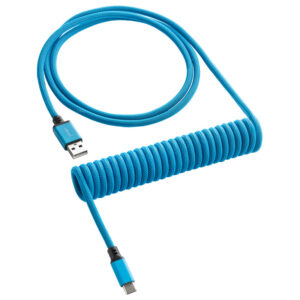 CableMod Classic Coiled Cable susuktas klaviatūros laidas USB-C į USB Type A, Specturm Blue - 150cm