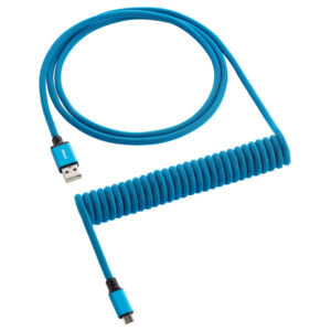 CableMod Classic Coiled Cable susuktas klaviatūros laidas Micro USB į USB Type A, Spectrum Blue - 150cm