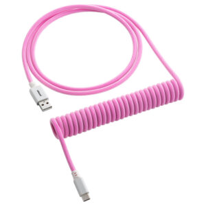 CableMod Classic Coiled Cable susuktas klaviatūros laidas USB-C į USB Type A, Strawberry Cream - 150cm
