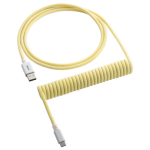 CableMod Classic Coiled Cable susuktas klaviatūros laidas USB-C į USB Type A, Lemon Ice - 150cm