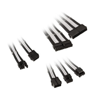 Kolink Core Adept Braided Cable Extension Kit - juodos spalvos/baltos spalvos