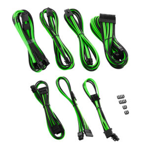 CableMod C-Series PRO ModMesh 12VHPWR Cable Kit for Corsair RM, RMi, RMx (Black Label) - juodos spalvos/žalios spalvos