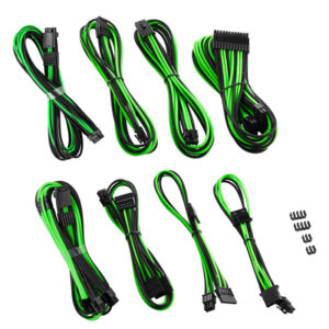 CableMod RT-Series PRO ModMesh 12VHPWR Dual Cable Kit for ASUS/Seasonic - juodos spalvos/žalios spalvos
