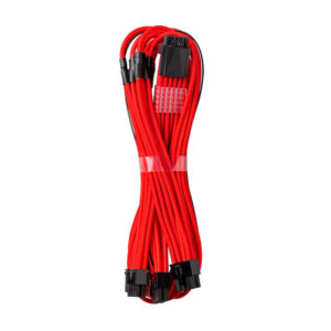 CableMod RT-Series PRO ModMesh 12VHPWR to 3x PCI-e Cable for ASUS/Seasonic - 60cm, raudonos spalvos