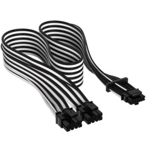 Corsair Premium Sleeved 12+4 Pin PCIe Gen5 12VHPWR 600W - juodos spalvos/baltos spalvos
