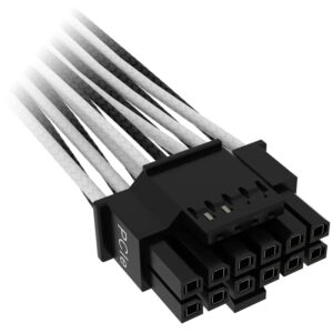 Corsair Premium Sleeved 12+4 Pin PCIe Gen5 12VHPWR 600W - juodos spalvos/baltos spalvos - Image 2