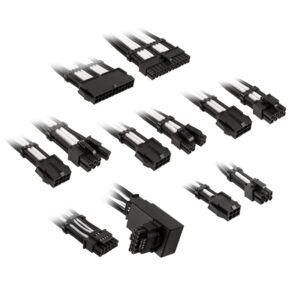 Kolink Core Pro Braided Cable Extension Kit 12V-2x6 Type 1 - Jet Black/Brilliant White