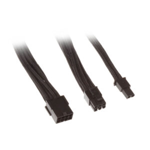 SilverStone 8 kontaktų PCIe į 6+2 kontaktų PCIe prailginimo kabelis, 250 mm, juodas - Image 1