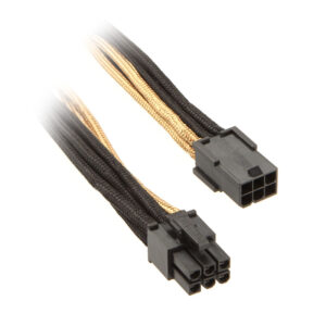 SilverStone 6-Pin-PCIe to 6-Pin-PCIe Cable 250mm - juodos spalvos/aukso spalvos