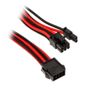 PHANTEKS 6+2-Pin PCIe Extension 50cm - sleeved juodos spalvos/raudonos spalvos