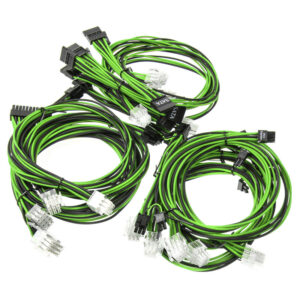 Super Flower Sleeve Cable Kit - juodos spalvos/žalios spalvos - Image 1