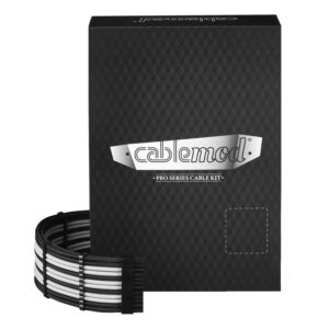 CableMod C-Series PRO ModMesh Cable Kit for RMi/RMx/RM (Black Label) - juodos spalvos/baltos spalvos