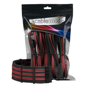 CableMod PRO ModMesh Cable Extension Kit - juodos spalvos/blood raudonos spalvos