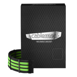 CableMod PRO ModMesh RT ASUS/Seasonic/Phanteks Cable Kits - juodos spalvos/hellžalios spalvos