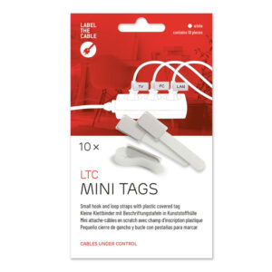 LABEL THE CABLE Mini Velcro Cable Ties 10-Pack - baltos spalvos