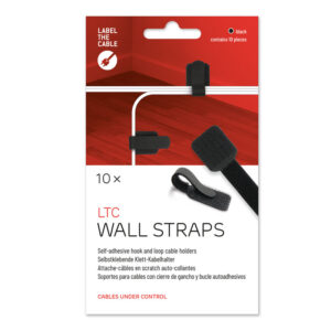 LABEL THE CABLE Wall Velcro Cable Holder 10-piece Set - juodos spalvos