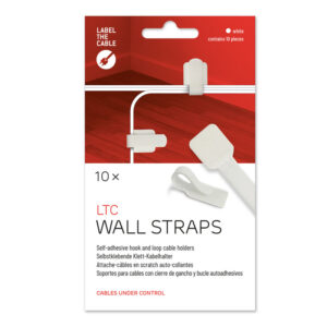 LABEL THE CABLE Wall Velcro Cable Holder 10-Piece Set - baltos spalvos