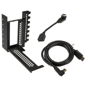 CableMod vertical graphics card holder with PCIe x16 riser cable, 1x DisplayPort, 1x HDMI - juodos spalvos