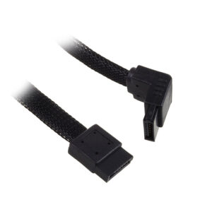 SilverStone SATA III kabelis, 50 cm, kampinis / tiesus, su įvorėmis, juodas