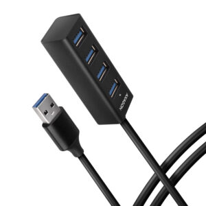 AXAGON HUE-M1AL Mini USB-A-Hub,4x USB-A 3.2 Gen 1, sidabro spalvos - 1,2m