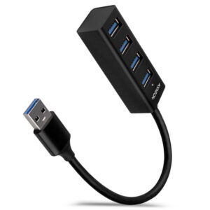 AXAGON HUE-M1A Superspeed USB-A Mini Hub, 4x USB 3.0 - 20cm, juodos spalvos