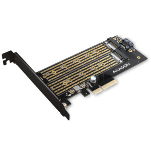 AXAGON PCEM2-D PCIe 3.0 adapter, 1x M.2 NVMe, 1x M.2 SATA, up to 22110 - passive cooling - Image 2
