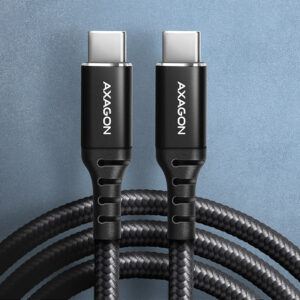 AXAGON BUCM-CM20AB USB-C to USB-C 2.0 Cable, 2m, PD 60W, 3A, braided - black - Image 2