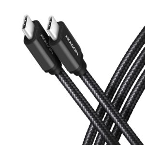 AXAGON BUCM2-CM20AB Charging Cable USB-C to USB-C 2.0, 2m, PD 240W 5A, Aluminium - Black