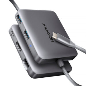 AXAGON HMC-5HL 2x USB-A, HDMI, LAN, USB 3.2 Gen 1 hub, PD 100W - pilkos spalvos
