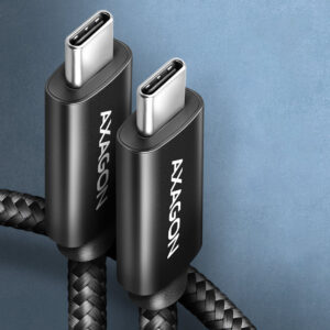 AXAGON BUCM4X-CM10AB USB-C to USB-C cable, USB4 Gen 3×2, 1 m, PD 240W, 8K HD, ALU, braided - juodos spalvos - Image 2