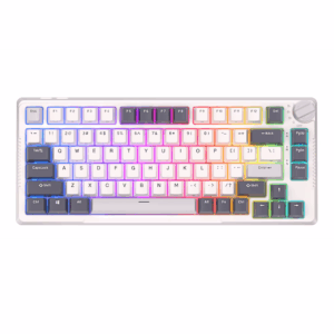 Royal Kludge RK H81 - US layout - Hot-Swappable Sky Cyan Switches - White Night (Balta) Belaidė Žaidimų Klaviatūra