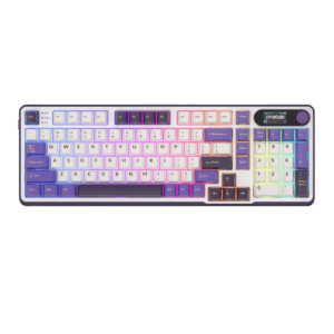 Royal Kludge RK S98 - US Layout - Hot-Swappable Chartreuse Switches - Blackberry (Baltai Violetinė) Belaidė Žaidimų Klaviatūra
