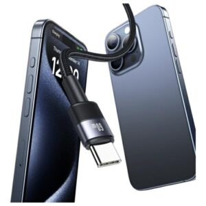 USAMS USB-C į USB-C Kabelis 60W 1.2m Aluminum Alloy Data Kabelis SY Series SJ724USB01 (US-SJ724) - Image 4