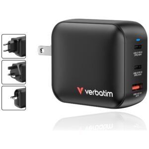 Laidinis įkroviklis Verbatim Mini GaN 100W 2xUSB-C PD/1x USB-A QC juodos spalvos 32230 - Image 2