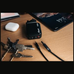 Laidinis įkroviklis Verbatim Mini GaN 100W 2xUSB-C PD/1x USB-A QC juodos spalvos 32230 - Image 4