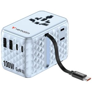 Verbatim kelioninis įkroviklis EU/UK/US GaN 2xUSB-C/2xUSB-A/1xUSB-C PD 100W mėlynos spalvos 30192