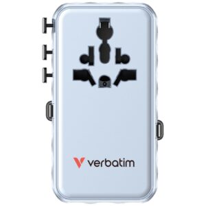 Verbatim kelioninis įkroviklis EU/UK/US GaN 1xUSB-C/1xUSB-A/2xUSB-C PD 70W mėlynos spalvos 30187 - Image 3