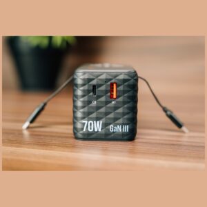 Verbatim kelioninis įkroviklis EU/UK/US GaN 1xUSB-C/1xUSB-A/2xUSB-C PD 70W juodos spalvos 30186 - Image 4