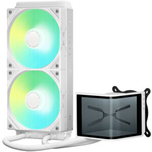 TRYX PANORAMA SE ARGB 240 All-in-One Liquid Cooler, 3D-AMOLED Display – 240mm, baltos spalvos