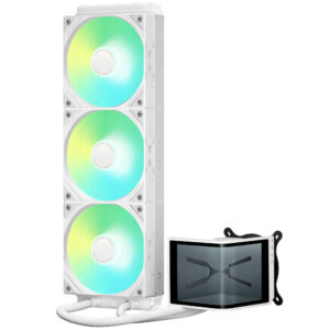 TRYX PANORAMA SE ARGB 360 All-in-One Liquid Cooler, 3D-AMOLED Display – 360mm, baltos spalvos