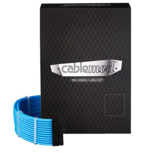 CableMod C-Series Pro ModMesh Sleeved 12V-2x6 12VHPWR Dual StealthSense Cable Kit for Corsair RMi, RMx (Black Label) - mėlynos spalvos