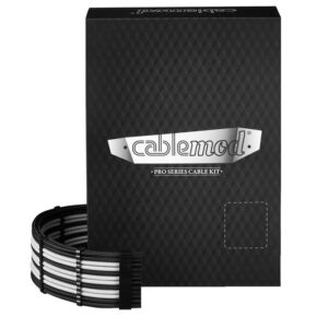 CableMod C-Series Pro ModMesh Sleeved 12V-2x6 12VHPWR Dual StealthSense Cable Kit for Corsair RMi, RMx (Black Label) - juodos spalvos/baltos spalvos