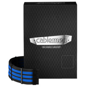 CableMod C-Series Pro ModMesh Sleeved 12V-2x6 12VHPWR Dual StealthSense Cable Kit for Corsair RMi, RMx (Black Label) - juodos spalvos/mėlynos spalvos