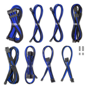 CableMod C-Series Pro ModMesh Sleeved 12V-2x6 12VHPWR Dual StealthSense Cable Kit for Corsair RMi, RMx (Black Label) - juodos spalvos/mėlynos spalvos - Image 2
