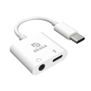 Akasa USB Type-C to 3.5mm Headphone Jack, Charging Adapter - Power Delivery,