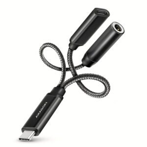 AXAGON ADA-HCPD USB-C to 3.5mm jack and USB-C, Hi-Res DAC, 384kHz/32bit, 60 W PD - black