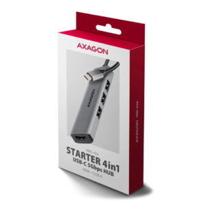 AXAGON HMC-H3A USB Hub, 3x USB-A, 1x HDMI 1.4b – silver - Image 2